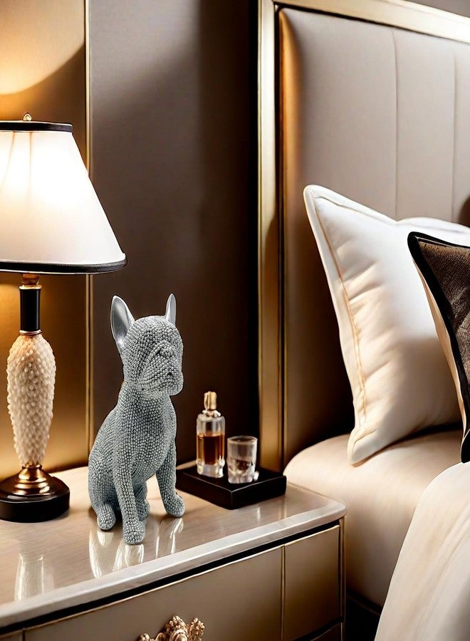 FUNSXBUG 6.5 Inch Resin French Bulldog Statue Dog Figurines Sculpture Collectibles Home Office Desktop Decor Outdoor Garden Display Decoration (Silver) - Image 3